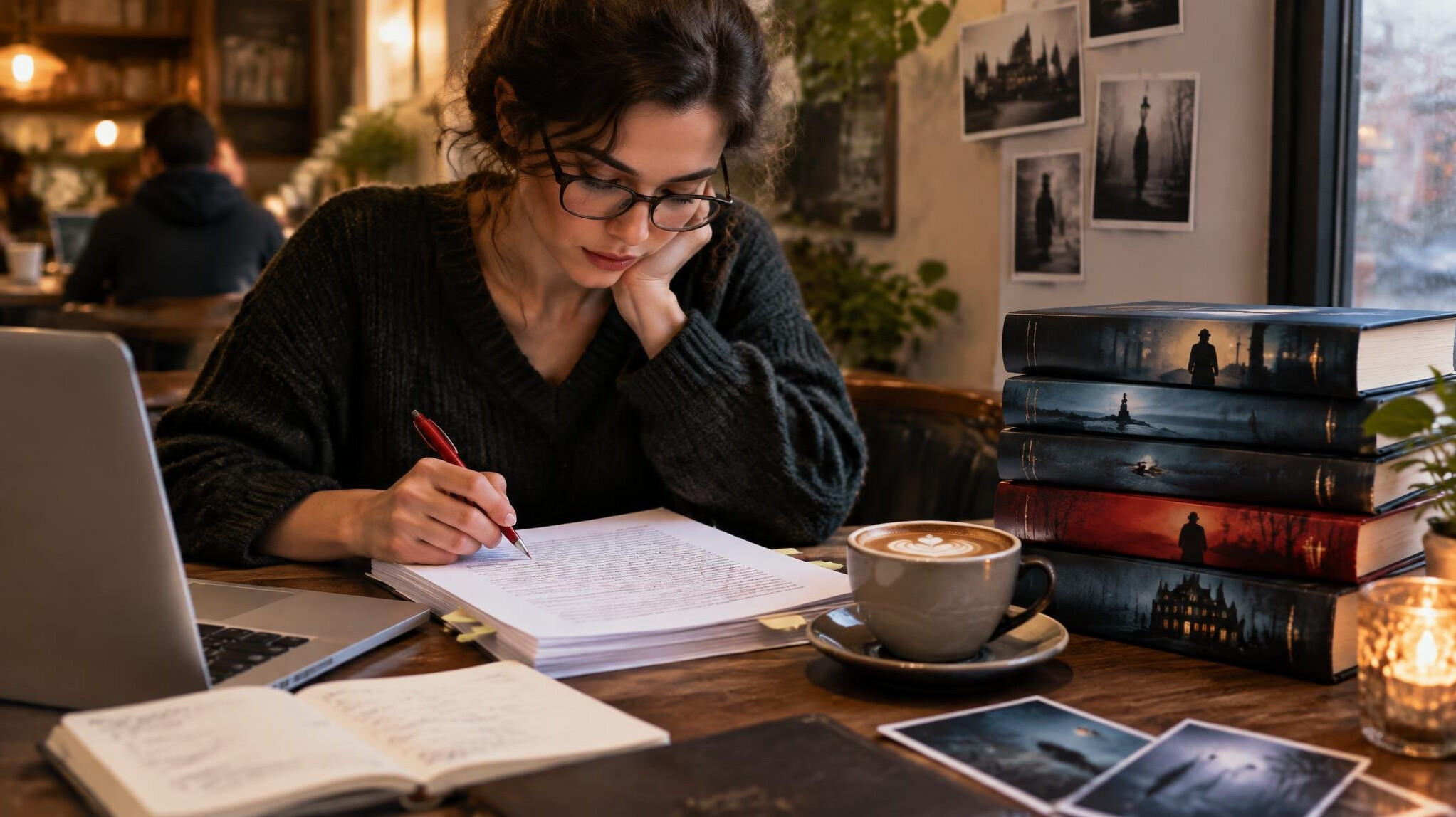 author editing manuscript