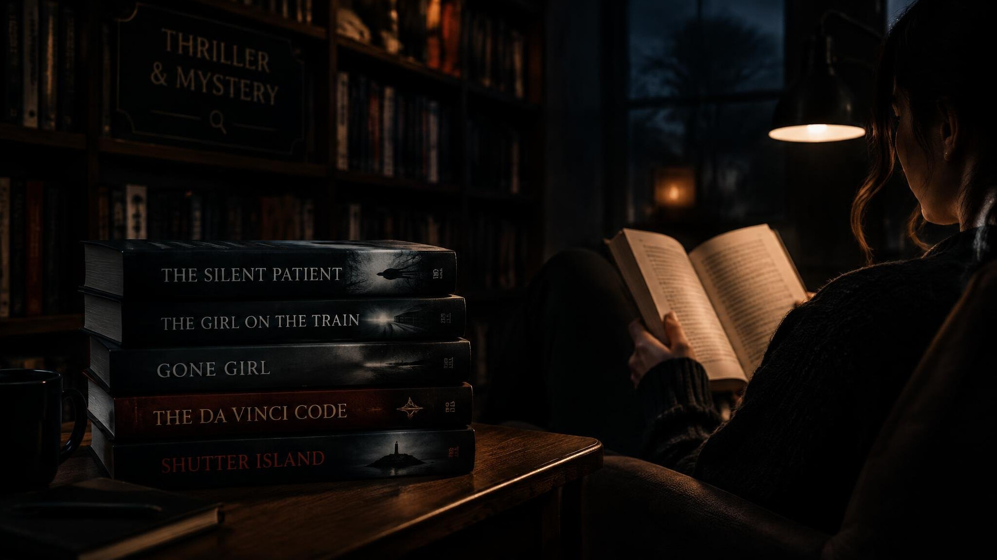 stack of mystery books